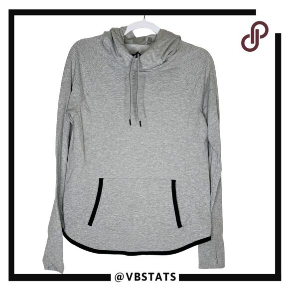 Athleta Women's Heather Cotton Blend Raglan Pullover Hoodie Sweater Gray Medium - Picture 1 of 9